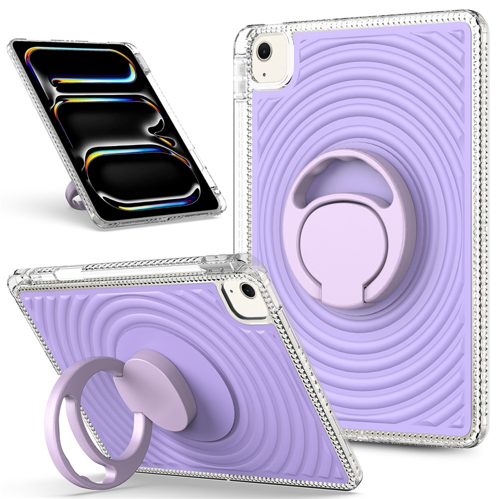 For iPad Air 11 (2025) / (2024) Case Kickstand Wave Pattern Shockproof TPU + PC Tablet Cover - Purple