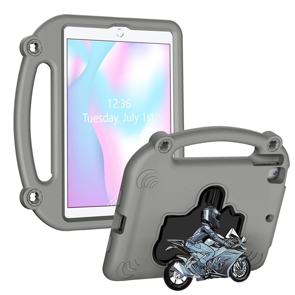 EVA Case For iPad 10.2 (2021)  /  (2020)  /  (2019)  /  Air 10.5 inch (2019) Motorcycle Kickstand Shockproof Tablet Cover with Handle - Grey