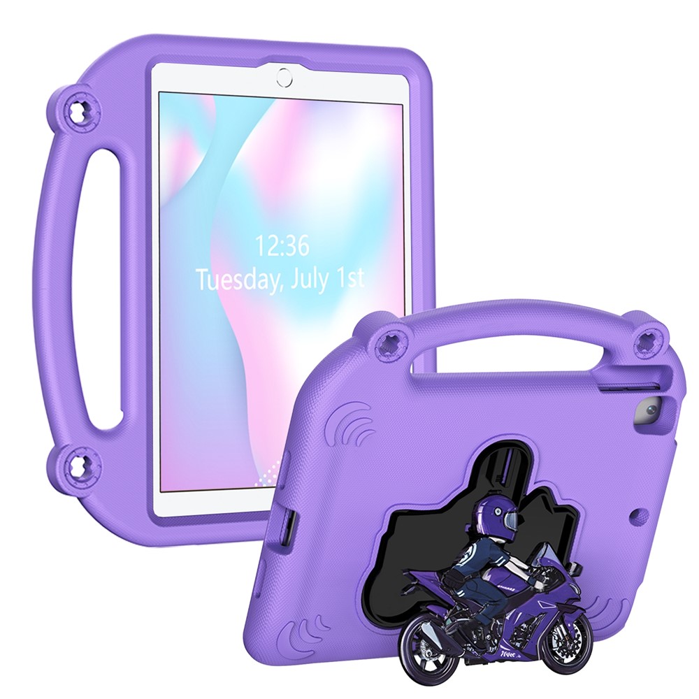EVA Case For iPad 10.2 (2021)  /  (2020)  /  (2019)  /  Air 10.5 inch (2019) Motorcycle Kickstand Shockproof Tablet Cover with Handle - Light Purple