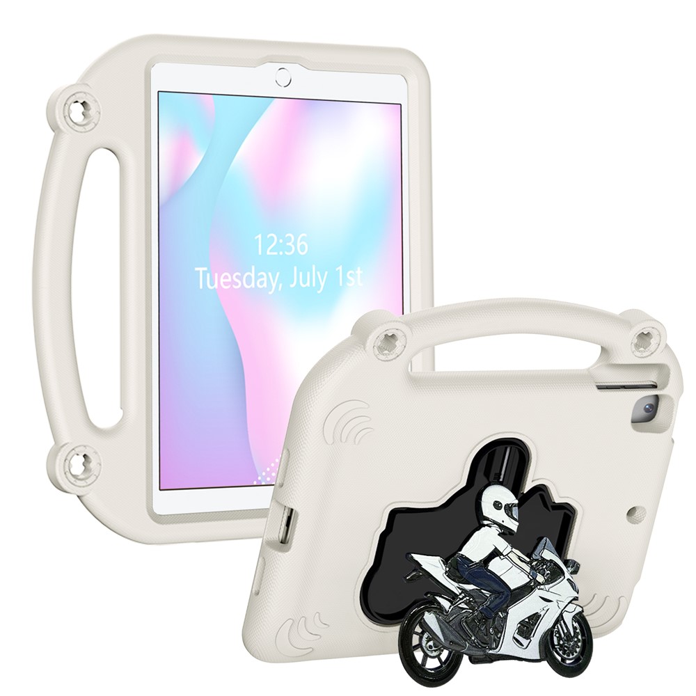 EVA Case For iPad 10.2 (2021)  /  (2020)  /  (2019)  /  Air 10.5 inch (2019) Motorcycle Kickstand Shockproof Tablet Cover with Handle - Beige