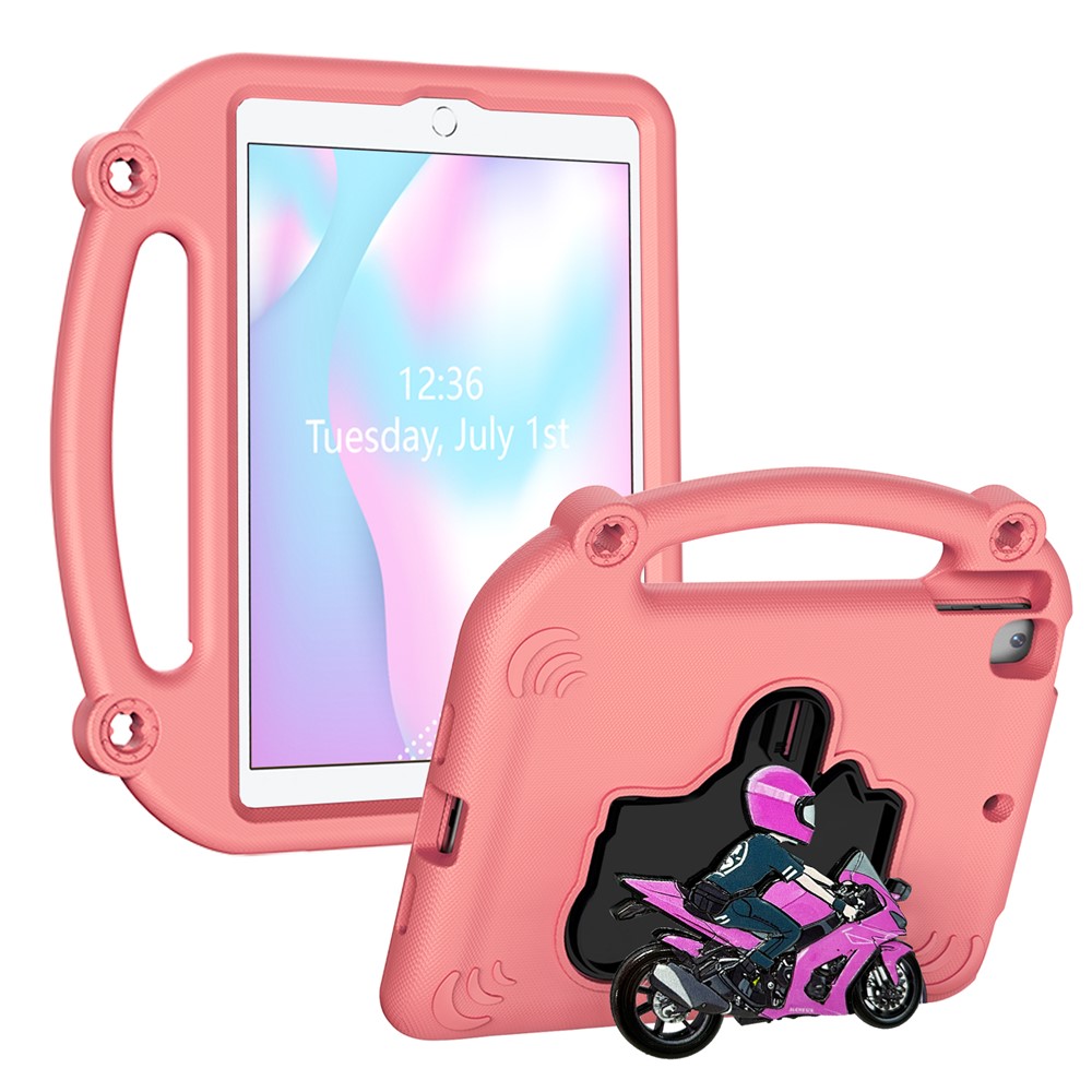 EVA Case For iPad 10.2 (2021)  /  (2020)  /  (2019)  /  Air 10.5 inch (2019) Motorcycle Kickstand Shockproof Tablet Cover with Handle - Pink