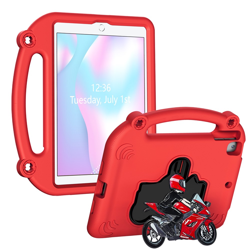EVA Case For iPad 10.2 (2021)  /  (2020)  /  (2019)  /  Air 10.5 inch (2019) Motorcycle Kickstand Shockproof Tablet Cover with Handle - Red
