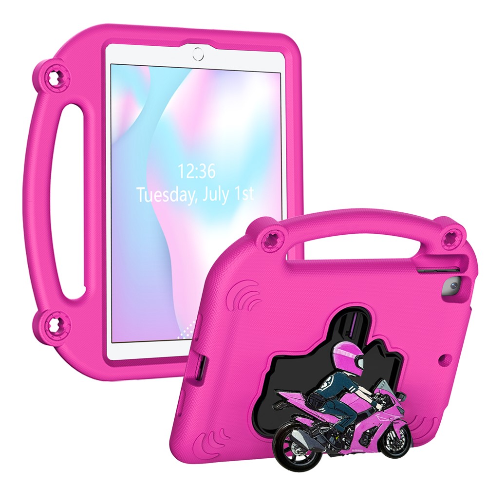 EVA Case For iPad 10.2 (2021)  /  (2020)  /  (2019)  /  Air 10.5 inch (2019) Motorcycle Kickstand Shockproof Tablet Cover with Handle - Rose