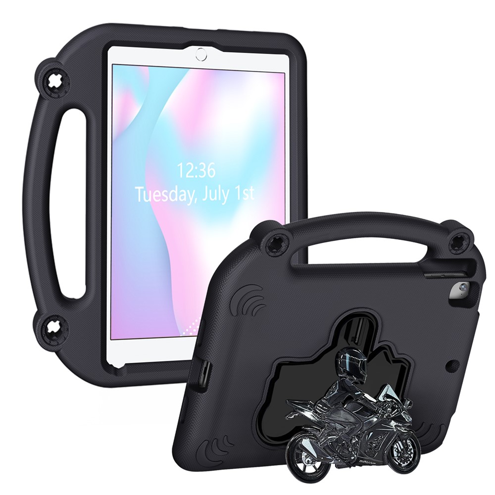 EVA Case For iPad 9.7-inch (2018)  /  (2017)  /  Air 2  /  Air (2013) Motorcycle Kickstand Shockproof Tablet Cover with Handle - Black