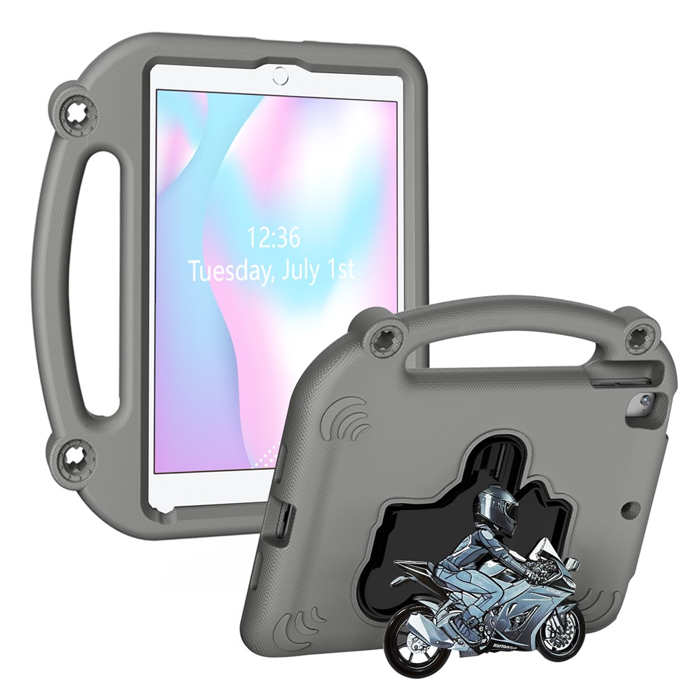 EVA Case For iPad 9.7-inch (2018)  /  (2017)  /  Air 2  /  Air (2013) Motorcycle Kickstand Shockproof Tablet Cover with Handle - Grey