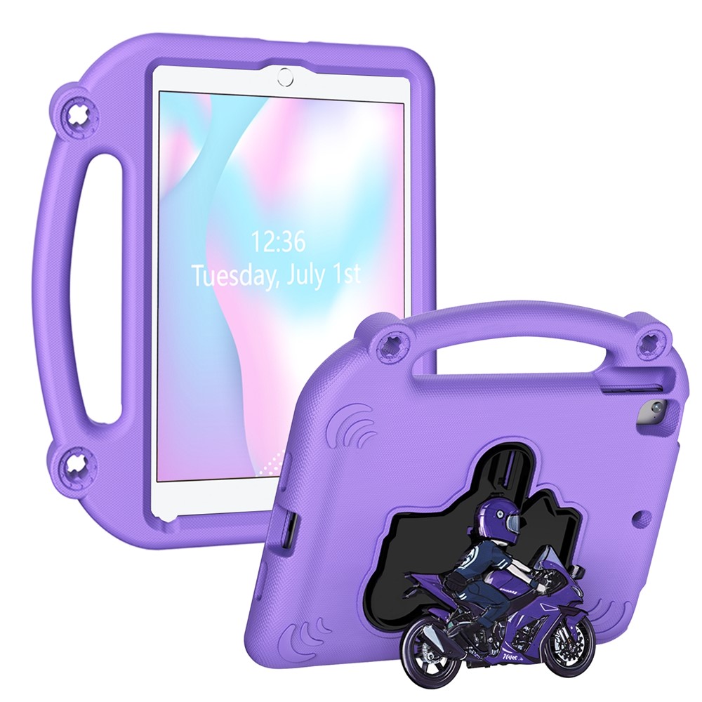 EVA Case For iPad 9.7-inch (2018)  /  (2017)  /  Air 2  /  Air (2013) Motorcycle Kickstand Shockproof Tablet Cover with Handle - Light Purple