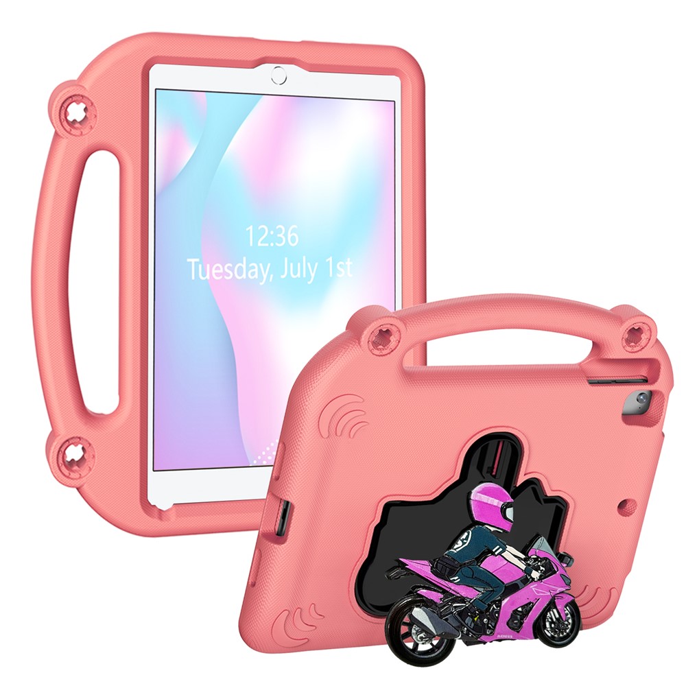 EVA Case For iPad 9.7-inch (2018)  /  (2017)  /  Air 2  /  Air (2013) Motorcycle Kickstand Shockproof Tablet Cover with Handle - Pink