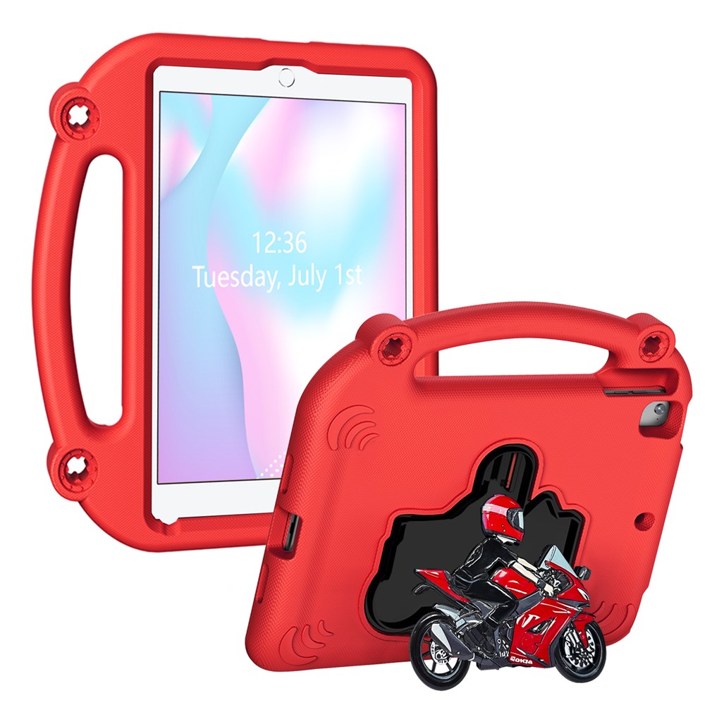 EVA Case For iPad 9.7-inch (2018)  /  (2017)  /  Air 2  /  Air (2013) Motorcycle Kickstand Shockproof Tablet Cover with Handle - Red