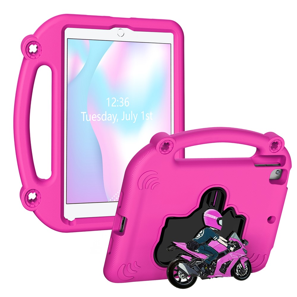 EVA Case For iPad 9.7-inch (2018)  /  (2017)  /  Air 2  /  Air (2013) Motorcycle Kickstand Shockproof Tablet Cover with Handle - Rose