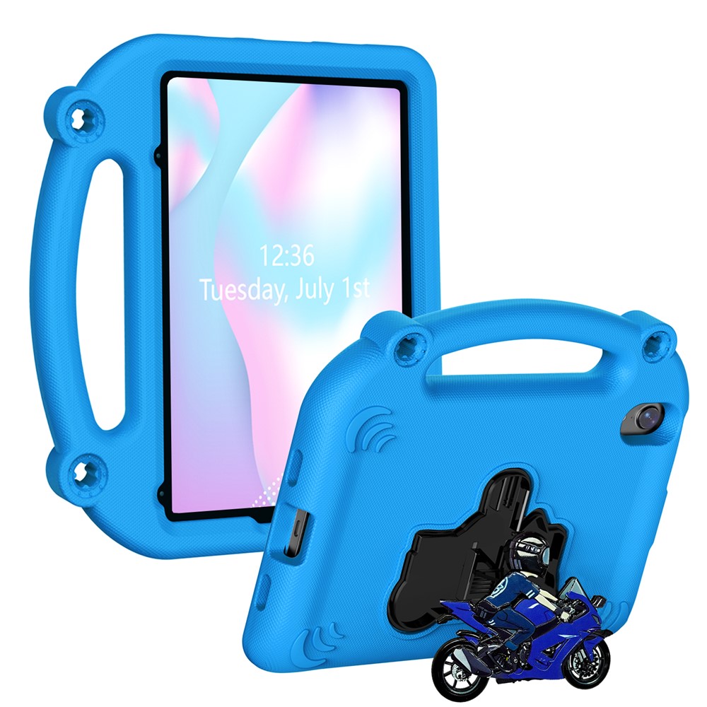 For iPad mini (2024) / (2021) EVA Case Motorcycle Kickstand Shockproof Tablet Cover with Handle - Blue