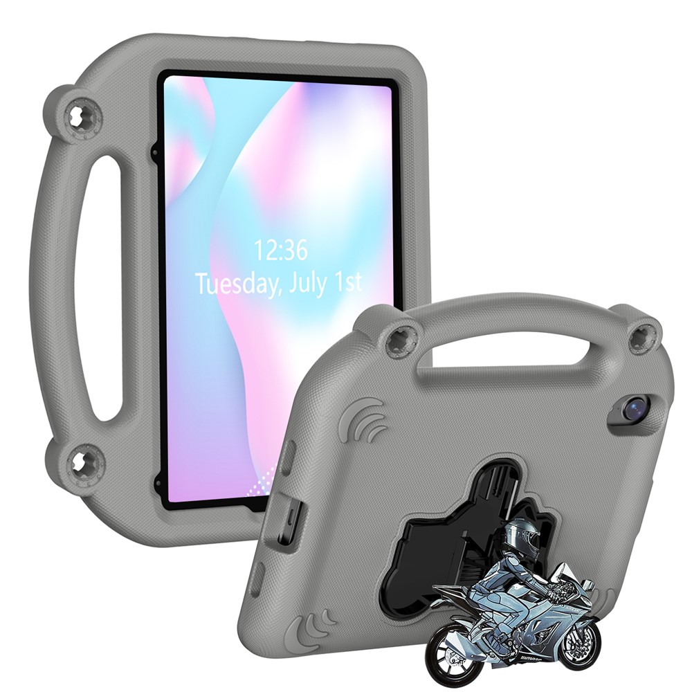 For iPad mini (2024) / (2021) EVA Case Motorcycle Kickstand Shockproof Tablet Cover with Handle - Grey