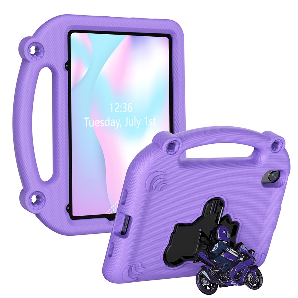 For iPad mini (2024) / (2021) EVA Case Motorcycle Kickstand Shockproof Tablet Cover with Handle - Light Purple
