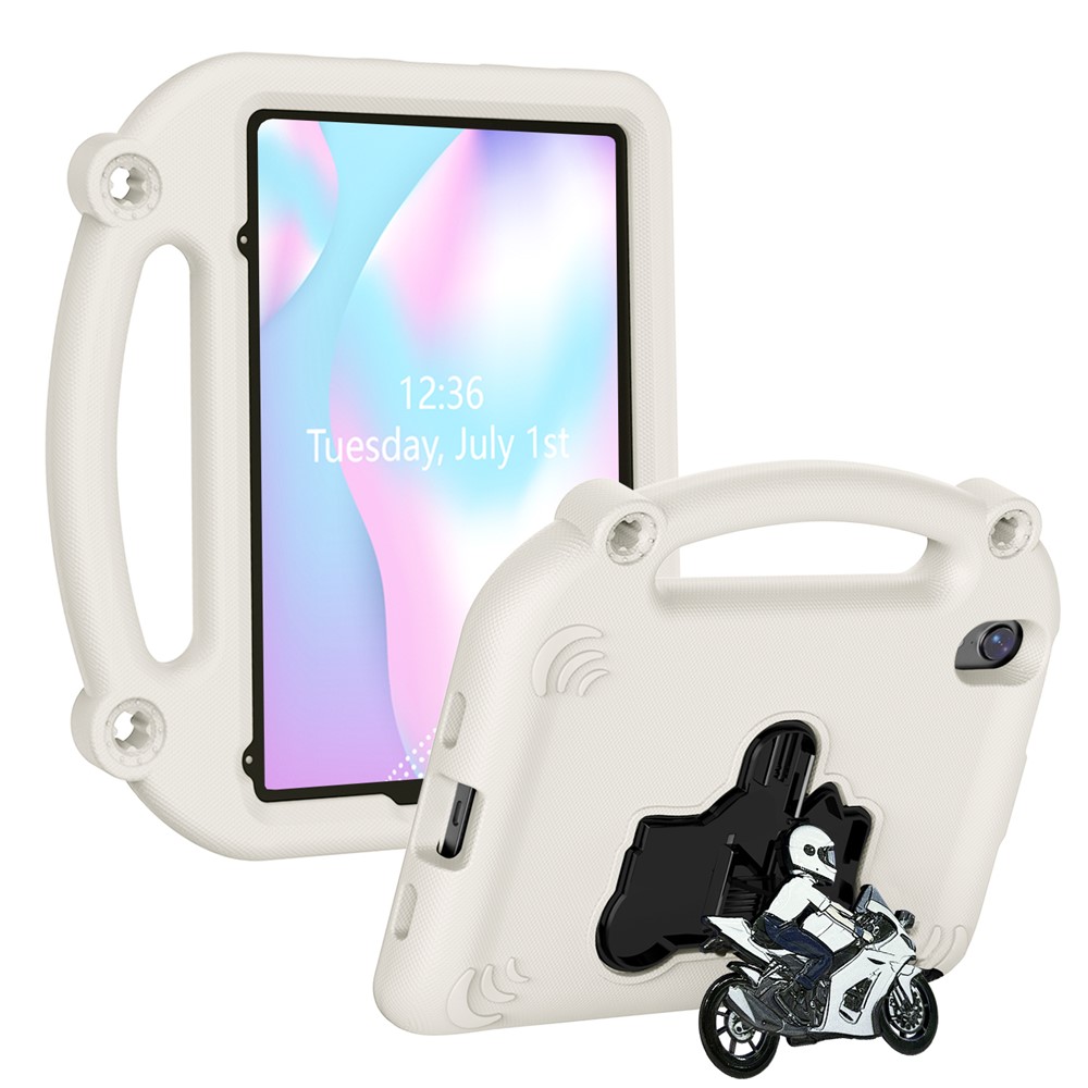For iPad mini (2024) / (2021) EVA Case Motorcycle Kickstand Shockproof Tablet Cover with Handle - Beige