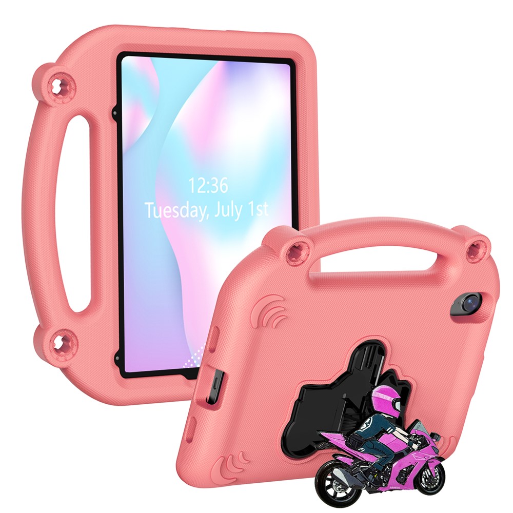 For iPad mini (2024) / (2021) EVA Case Motorcycle Kickstand Shockproof Tablet Cover with Handle - Pink