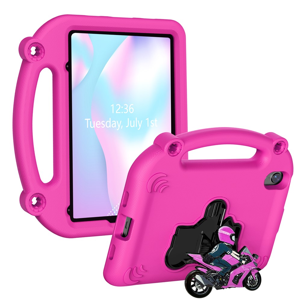 For iPad mini (2024) / (2021) EVA Case Motorcycle Kickstand Shockproof Tablet Cover with Handle - Rose