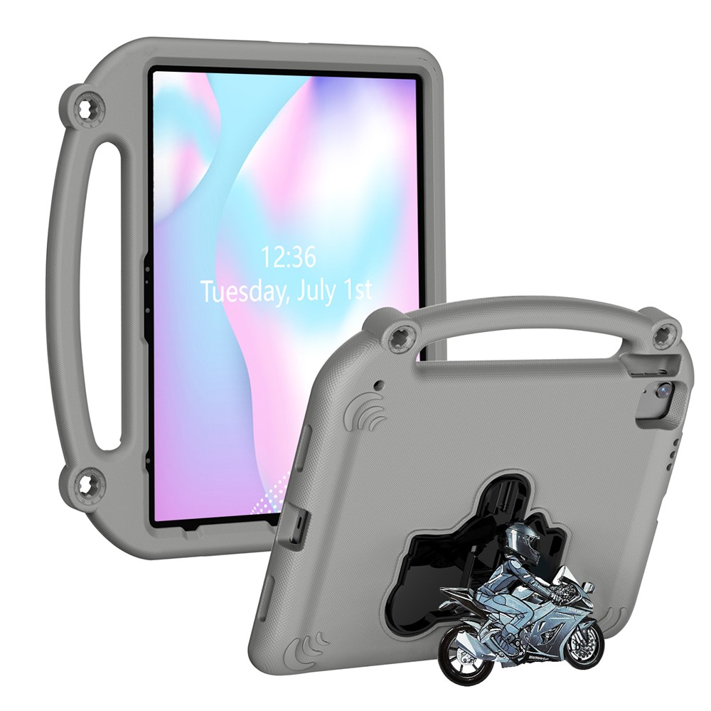 Motorcycle Kickstand EVA Case with Handle For iPad Air 13 (2026) / (2025) / (2024) / Pro 13 (2025) / (2024) / Pro 12.9 (2022) / (2021) / (2020) / (2018) - Grey
