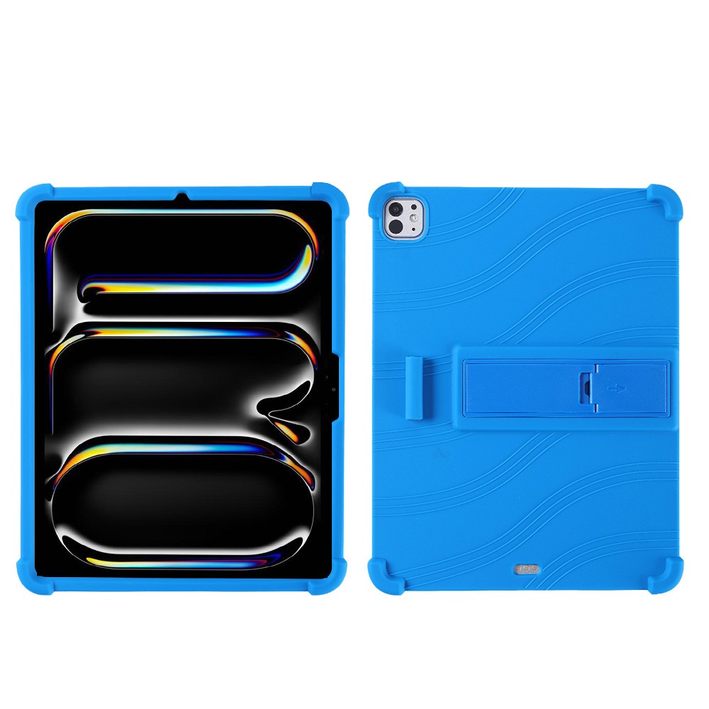 For iPad Pro 11 (2025) Case Adjustable Kickstand Silicone Tablet Protective Cover - Dark Blue