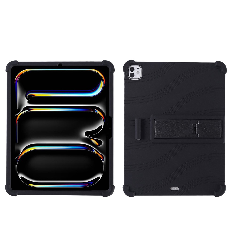 For iPad Pro 11 (2025) Case Adjustable Kickstand Silicone Tablet Protective Cover - Black