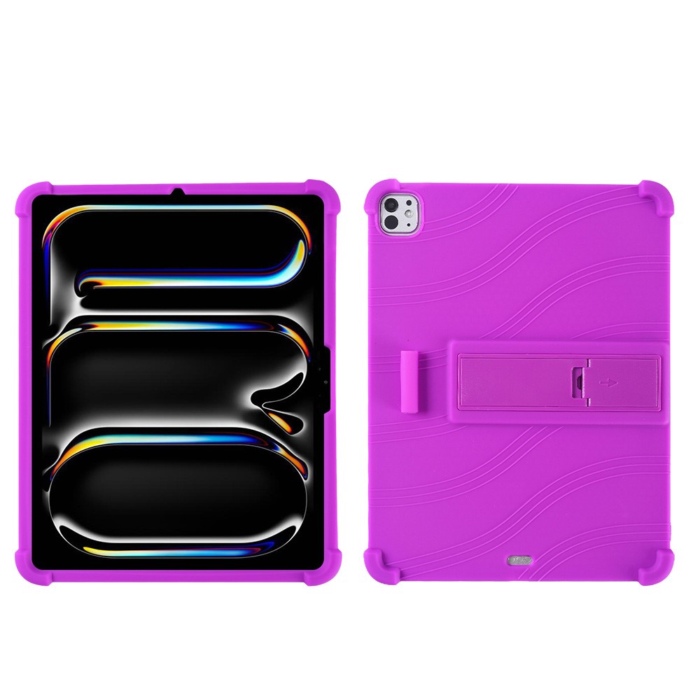 For iPad Pro 11 (2025) Case Adjustable Kickstand Silicone Tablet Protective Cover - Purple