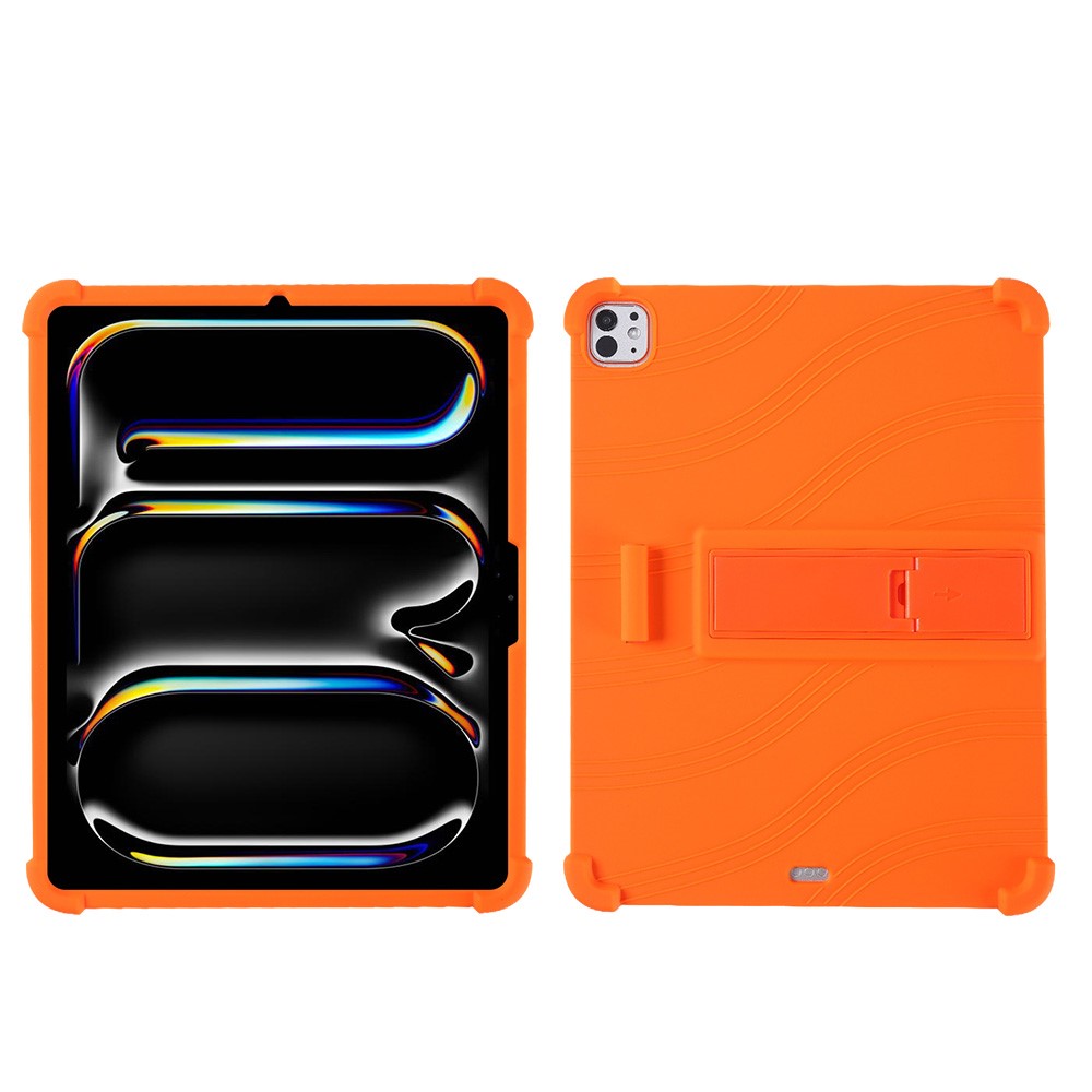 For iPad Pro 11 (2025) Case Adjustable Kickstand Silicone Tablet Protective Cover - Orange
