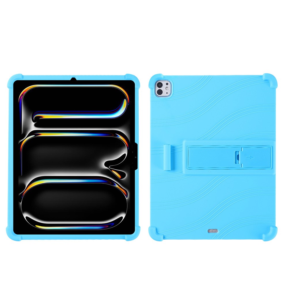For iPad Pro 11 (2025) Case Adjustable Kickstand Silicone Tablet Protective Cover - Baby Blue
