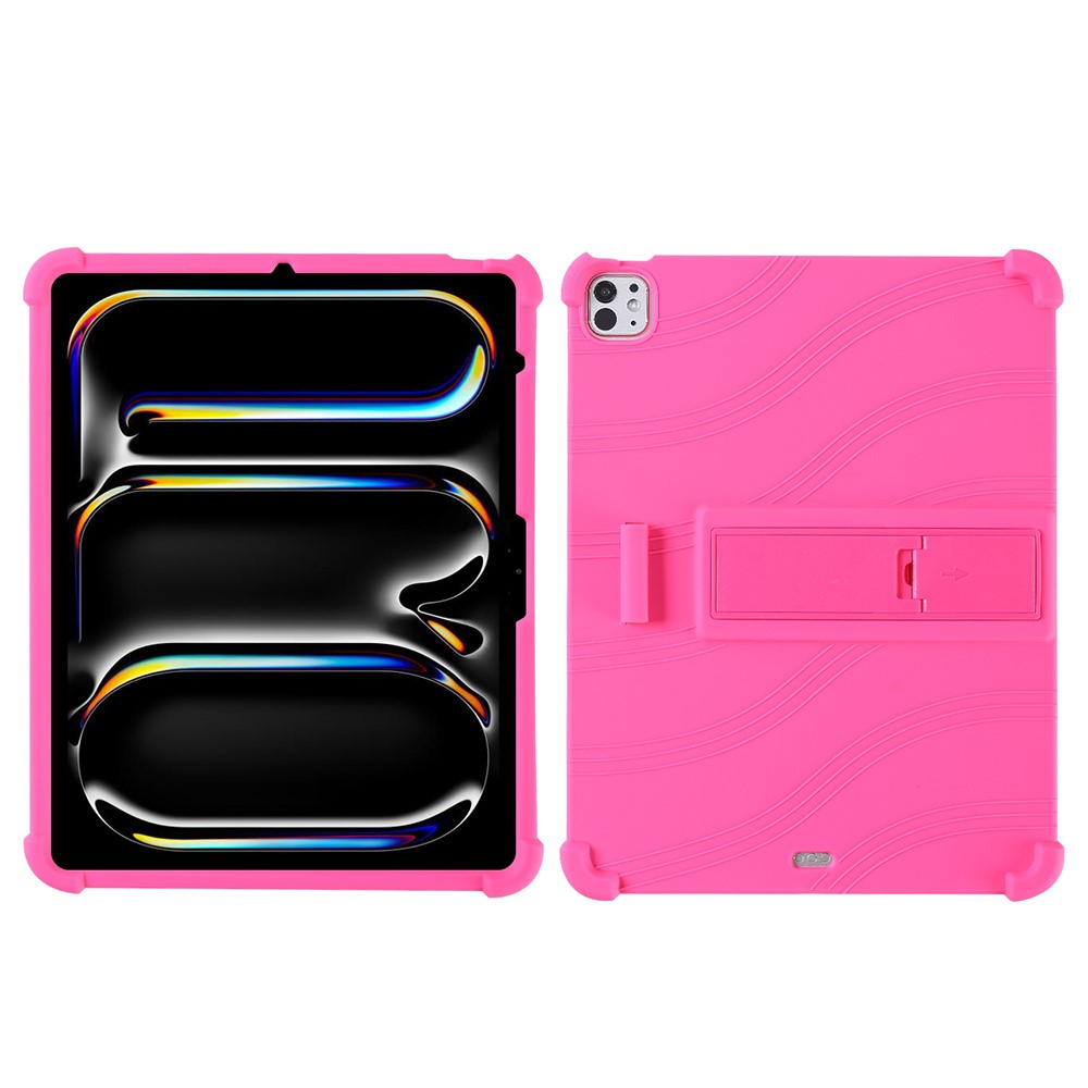 For iPad Pro 13 (2025) Case Adjustable Kickstand Silicone Tablet Protective Cover - Rose