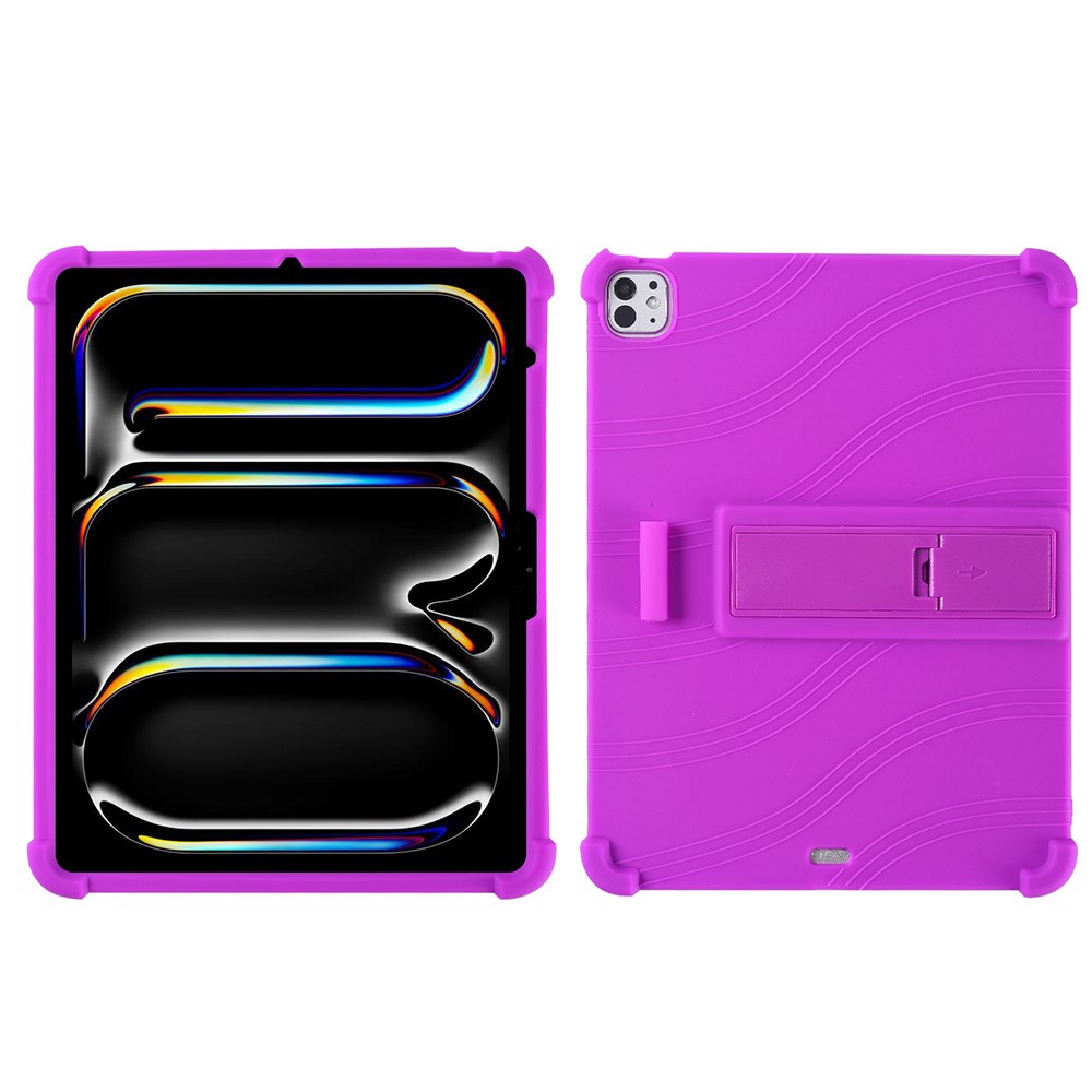 For iPad Pro 13 (2025) Case Adjustable Kickstand Silicone Tablet Protective Cover - Purple