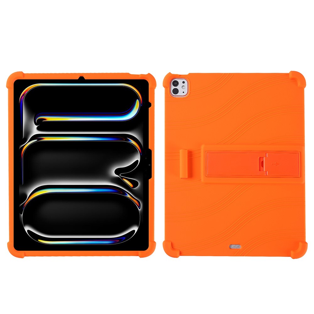 For iPad Pro 13 (2025) Case Adjustable Kickstand Silicone Tablet Protective Cover - Orange