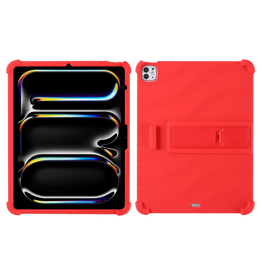 For iPad Pro 13 (2025) Case Adjustable Kickstand Silicone Tablet Protective Cover - Red