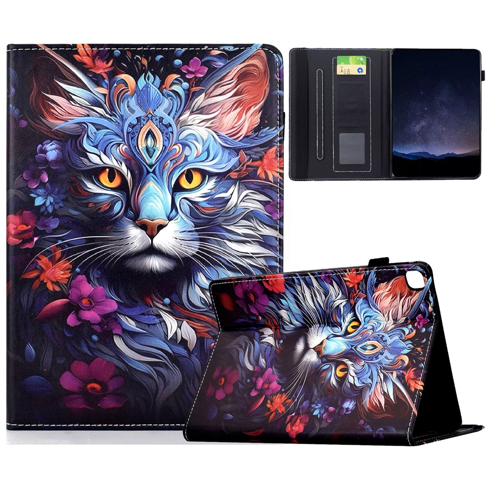 Leather Case for iPad 10.2 (2020) / (2019) / iPad Air 10.5 inch (2019) / Pro 10.5-inch (2017) Pattern Print Card Slots Stand Auto Sleep Wake Tablet Cover - Colorful Cat