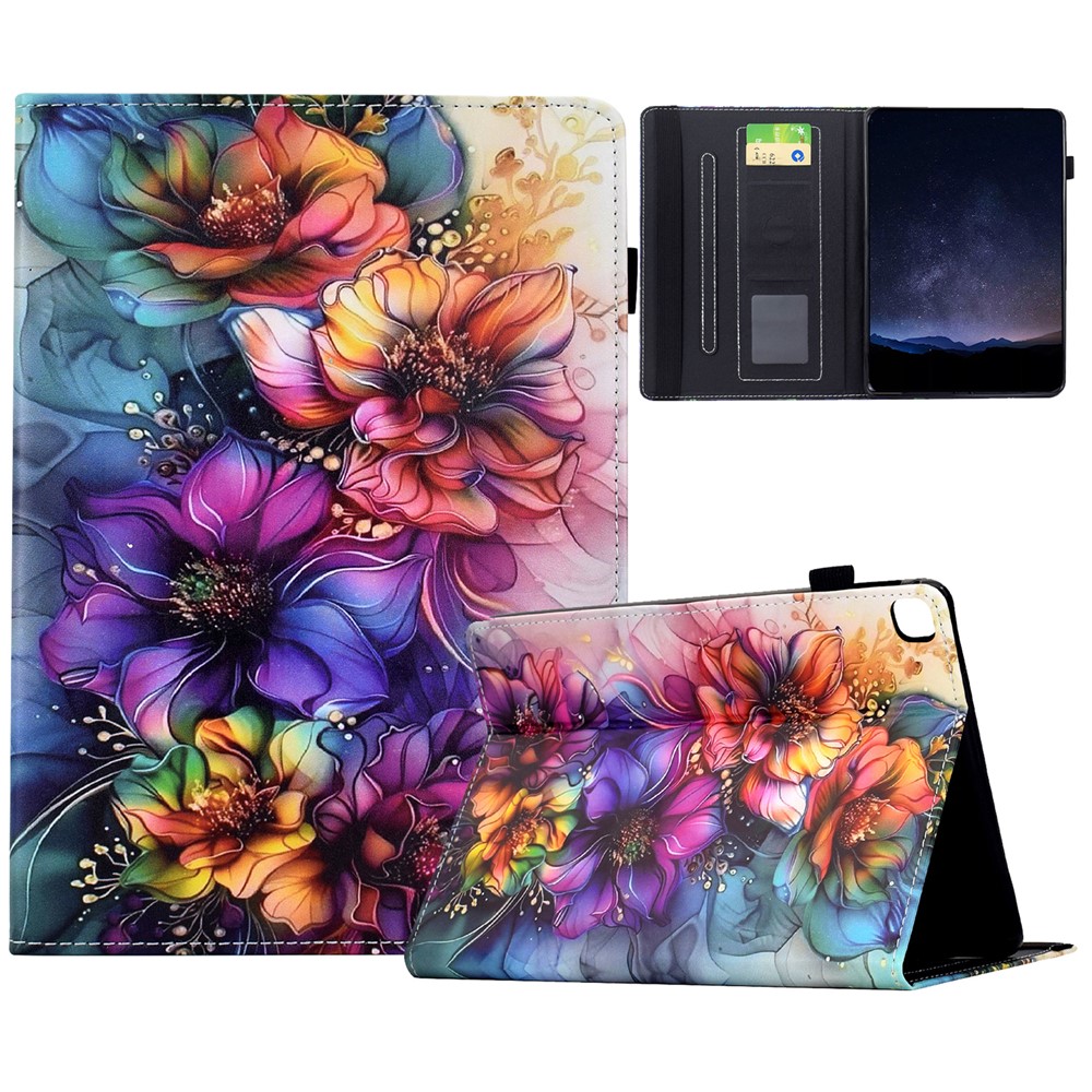 Leather Case for iPad 10.2 (2020) / (2019) / iPad Air 10.5 inch (2019) / Pro 10.5-inch (2017) Pattern Print Card Slots Stand Auto Sleep Wake Tablet Cover - Floral Bloom