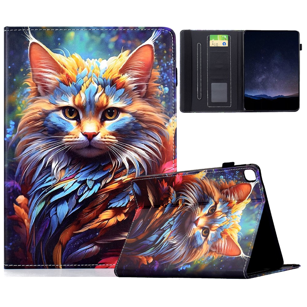 Leather Case for iPad 10.2 (2020) / (2019) / iPad Air 10.5 inch (2019) / Pro 10.5-inch (2017) Pattern Print Card Slots Stand Auto Sleep Wake Tablet Cover - Shining Cat