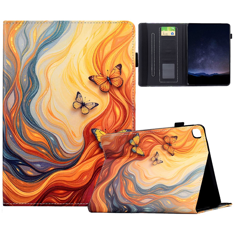 Leather Case for iPad 10.2 (2020) / (2019) / iPad Air 10.5 inch (2019) / Pro 10.5-inch (2017) Pattern Print Card Slots Stand Auto Sleep Wake Tablet Cover - Fire Butterfly