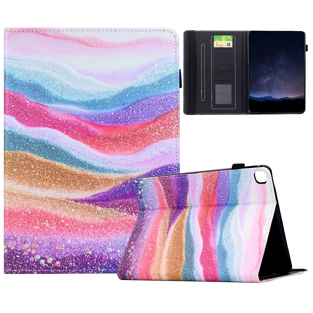 Leather Case for iPad 10.2 (2020) / (2019) / iPad Air 10.5 inch (2019) / Pro 10.5-inch (2017) Pattern Print Card Slots Stand Auto Sleep Wake Tablet Cover - Rainbow Sand