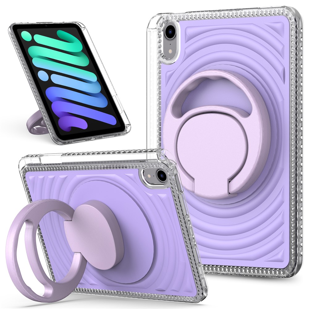 For iPad mini (2024) / (2021) Case Kickstand Wave Pattern Shockproof TPU + PC Tablet Cover - Purple