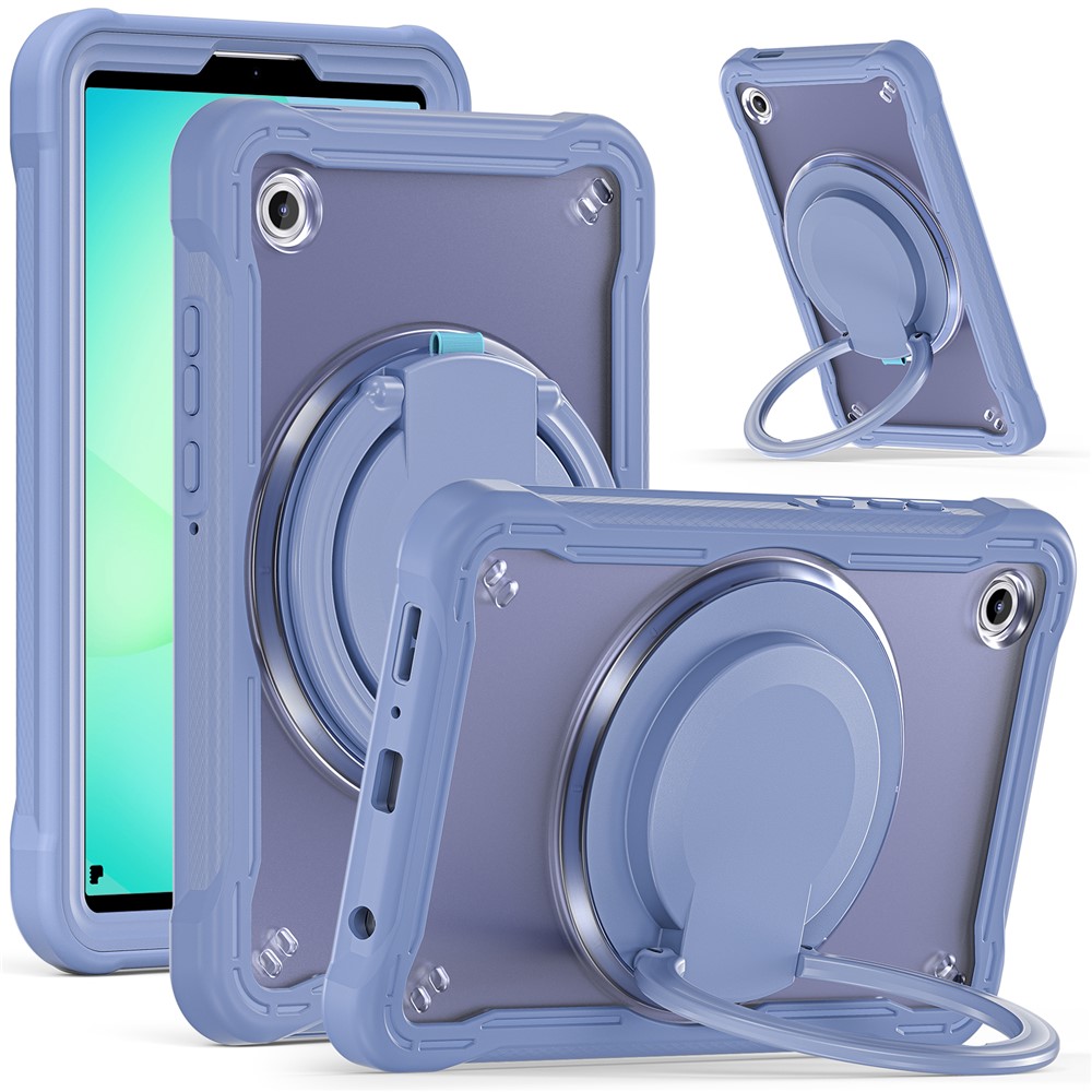 For Samsung Galaxy Tab A11 Case Rotary Kickstand PC + TPU + Silicone Tablet Cover - Lavender Grey