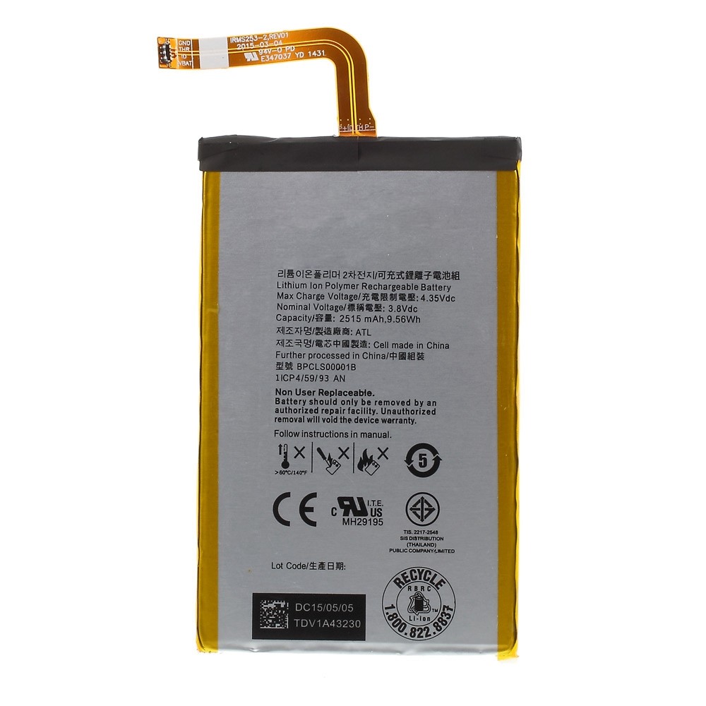 Para BlackBerry Q20 3.80V 2515mah Polimador de Iones de Litio Parte de Ensamblaje de la Batería (codificación: BPCLS00001B) (sin Logotipo)