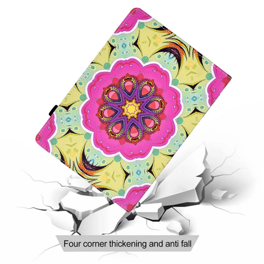 For Samsung Galaxy Tab A8 10.5 (2021) SM-X200 / X205 Pattern Printing PU Leather Elastic Band Design Cover Card Slots Stand Case with Pencil Loop - Pink Flower-9