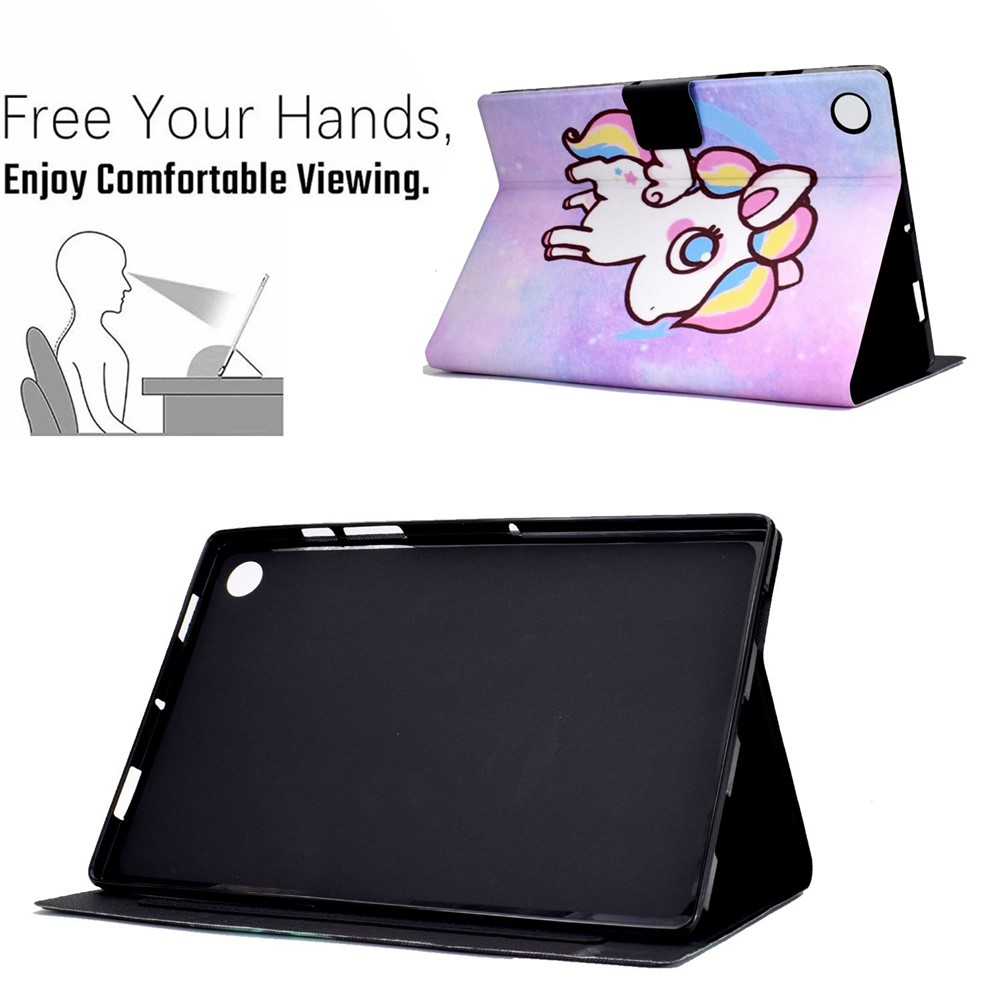 For Samsung Galaxy Tab A8 10.5 (2021) SM-X200 / X205 Dual-sided Magnetic Pattern Printing Cover Anti-drop PU Leather Stand Stitching Case with Card Slots - Colorful Horse-5