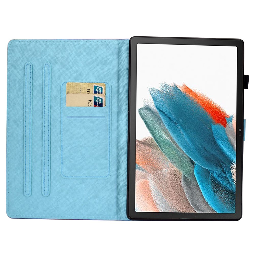 For Samsung Galaxy Tab A8 10.5 (2021) SM-X200 / X205 PU Leather Pattern Printing Cover Smart Folio Stand Stitching Case with Card Slots and Pencil Holder - Butterfly-2