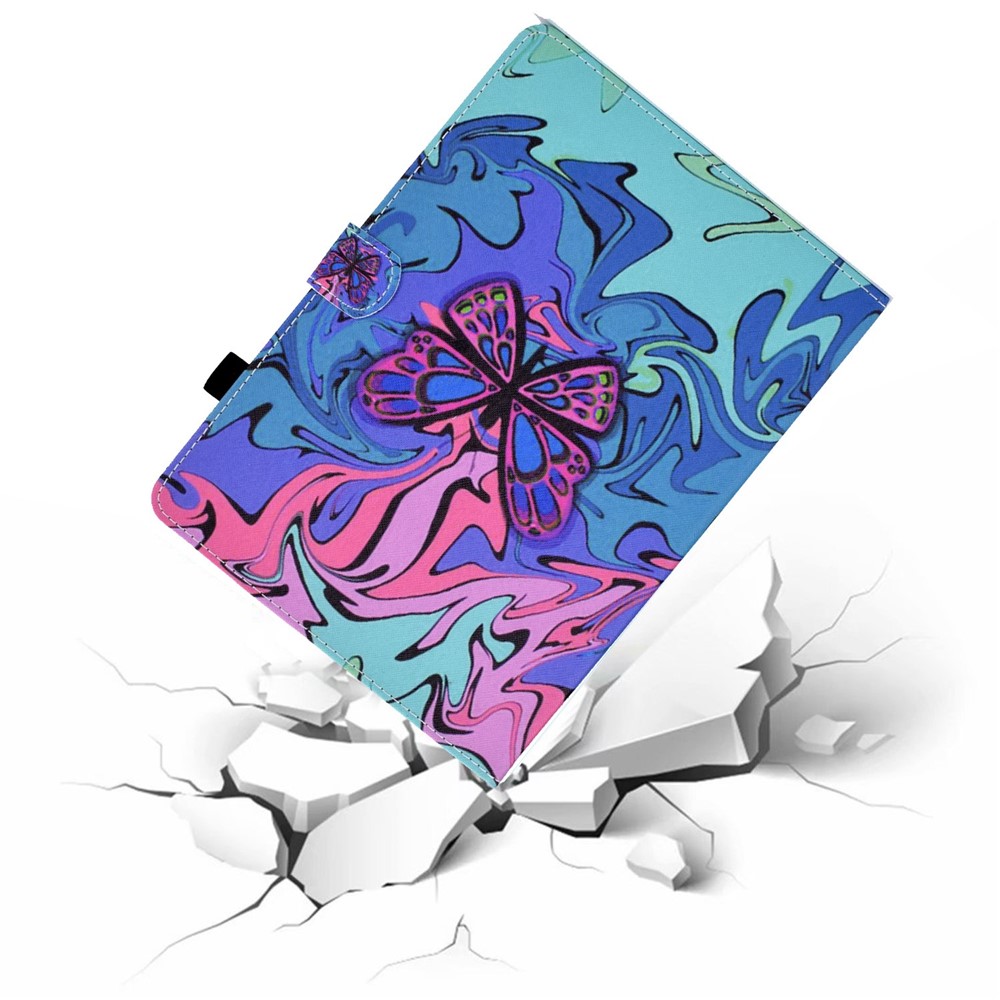 For Samsung Galaxy Tab A8 10.5 (2021) SM-X200 / X205 PU Leather Pattern Printing Cover Smart Folio Stand Stitching Case with Card Slots and Pencil Holder - Butterfly-7