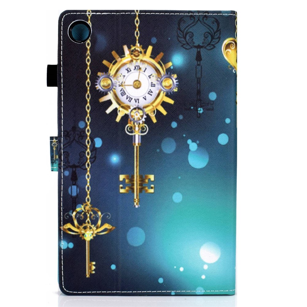 For Samsung Galaxy Tab A8 10.5 (2021) SM-X200 / X205 Pattern Printing PU Leather Dual-sided Magnetic Cover Stand Stitching Case with Card Slots and Pencil Holder - Antique Clock-10