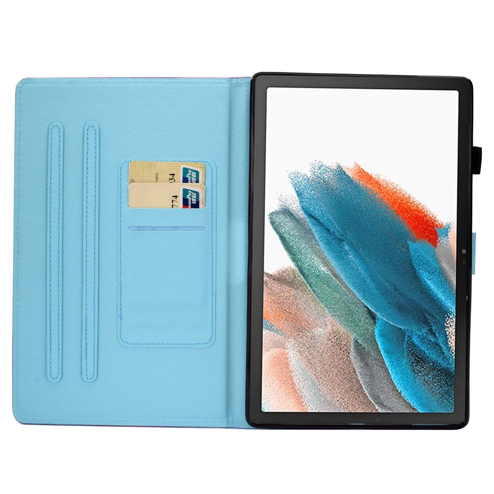 For Samsung Galaxy Tab A8 10.5 (2021) SM-X200 / X205 Pattern Printing PU Leather Dual-sided Magnetic Cover Stand Stitching Case with Card Slots and Pencil Holder - Antique Clock-2