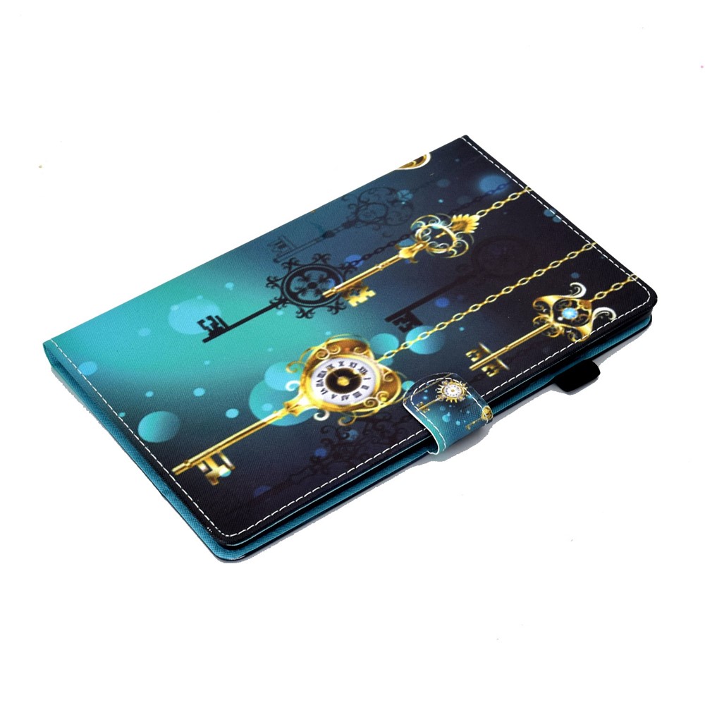 For Samsung Galaxy Tab A8 10.5 (2021) SM-X200 / X205 Pattern Printing PU Leather Dual-sided Magnetic Cover Stand Stitching Case with Card Slots and Pencil Holder - Antique Clock-5