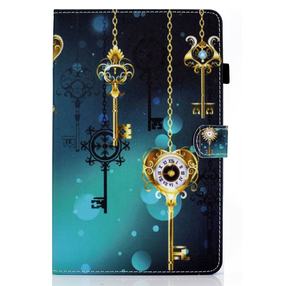 For Samsung Galaxy Tab A8 10.5 (2021) SM-X200 / X205 Pattern Printing PU Leather Dual-sided Magnetic Cover Stand Stitching Case with Card Slots and Pencil Holder - Antique Clock-9