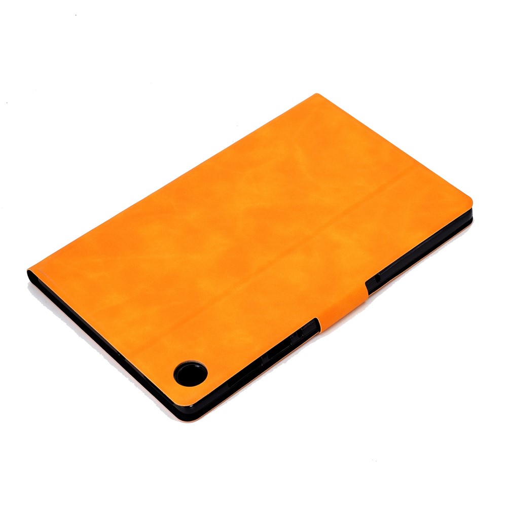 For Samsung Galaxy Tab A8 SM-X205 / SM-X200 Anti-wear Anti-drop Calf Textured Leather Tablet Case Card Holder Stand Cover - Orange-6