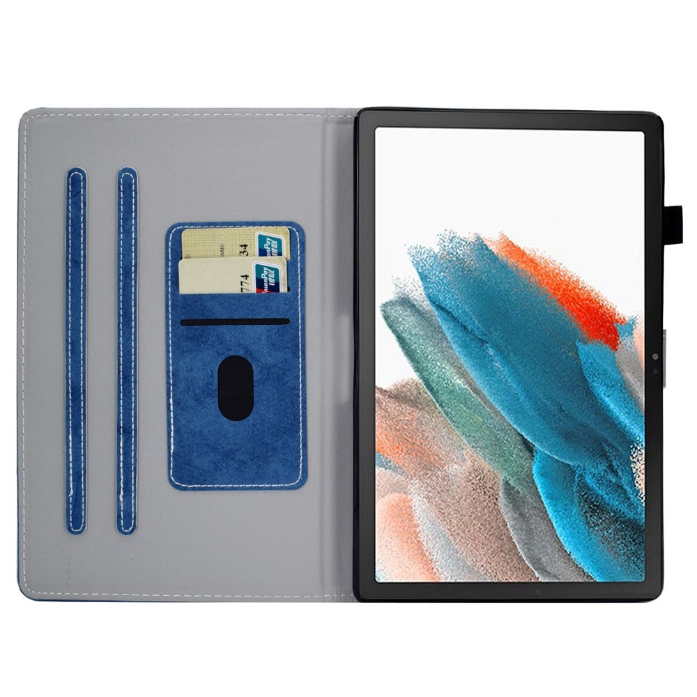 For Samsung Galaxy Tab A8 10.5 (2021) SM-X205 / SM-X200 Tablet Case Cloth Texture Solid Color Anti-fall Anti-scratch Protective Cover with Stand - Blue-2