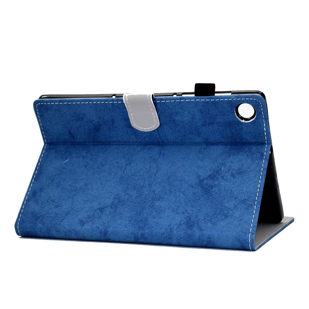 For Samsung Galaxy Tab A8 10.5 (2021) SM-X205 / SM-X200 Tablet Case Cloth Texture Solid Color Anti-fall Anti-scratch Protective Cover with Stand - Blue-4