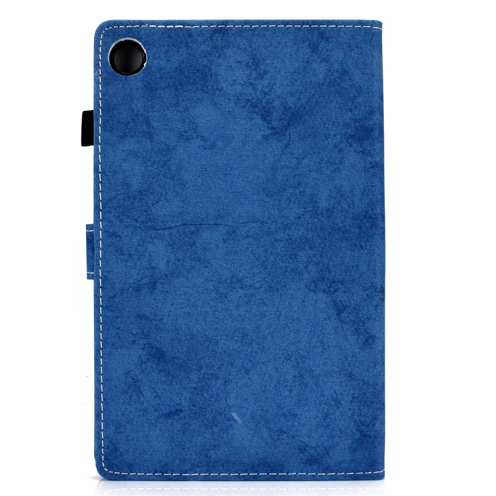 For Samsung Galaxy Tab A8 10.5 (2021) SM-X205 / SM-X200 Tablet Case Cloth Texture Solid Color Anti-fall Anti-scratch Protective Cover with Stand - Blue-8