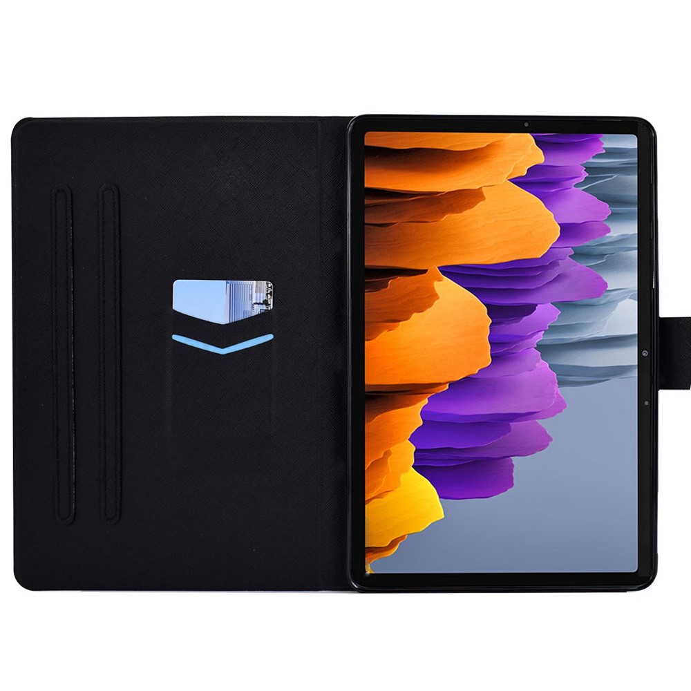 For Samsung Galaxy Tab S7 SM-T870 / T875 / S8 SM-X700 / X706 Stylish Pattern Printing Magnetic Cover Auto Wake / Sleep PU Leather Stand Folio Flip Case with Card Slots - Angel Cat-2